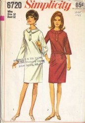 6720 SIMPLICITY 1966 COLLAR SLIM DRESS BELT OR NOT PATTERN 10 31"B